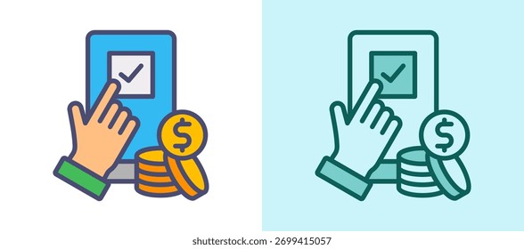 Icono de confirmación de pago Ilustración vectorial whitegreen