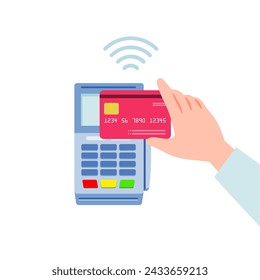 Pay with credit card contactless. Vector illustration that is easy to edit.
