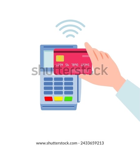 Pay with credit card contactless. Vector illustration that is easy to edit.