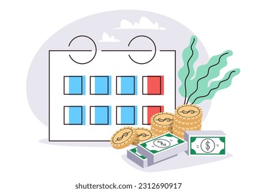 Concepto de día de pago del día de pago del calendario de pago del día de pago. Ilustración del diseño gráfico del vector
