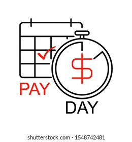 Pay Day concept. Outline thin line flat illustration. 