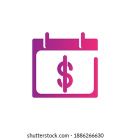Icono de gradiente de día de pago. ilustración vectorial de calendario y fecha en fondo blanco