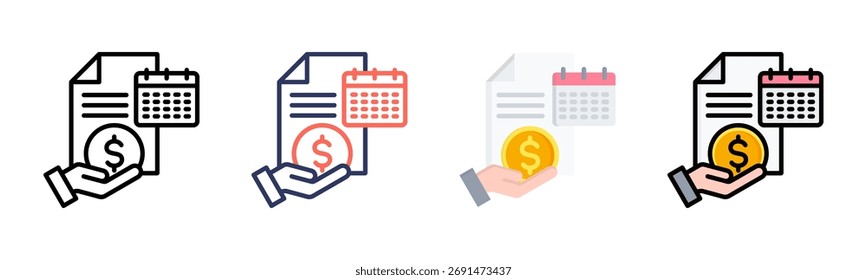 Conjunto de iconos de día de pago colección de estilo múltiple