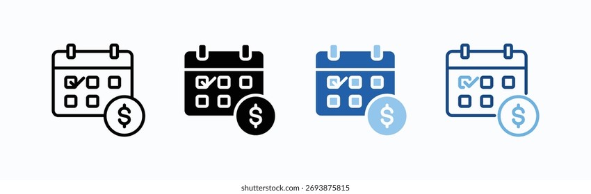 Pay Day Icon Sheet Multiple Style Collection Isolated Vector