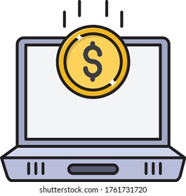 pay dollar vector flat color icon 