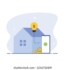 Pay electricity bills online. Vector illustration