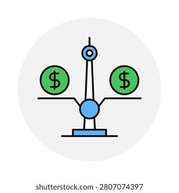 Pay Equity icon. Identical salary distribution system for equal professional roles regardless of staff demographics. Vector illustration.