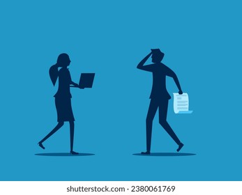Pay the fee. Businessman holds a warning document. Vector 