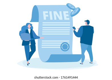 Pay fine . Financial police . Vector illustration for web banner, infographics, mobile. 