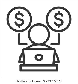 Pay For A Freelancer Outline Icon Vector Illustration