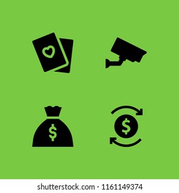 pay icon. 4 pay set with cctv, cards, dollar symbol and cash vector icons for web and mobile app