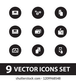 Pay icon. collection of 9 pay filled icons such as credit card, wallet, cash payment, credit card payment, check. editable pay icons for web and mobile.