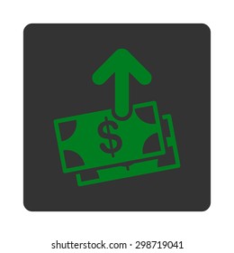Pay icon from Commerce Buttons OverColor Set. Vector style is green and gray colors, flat square rounded button, white background.