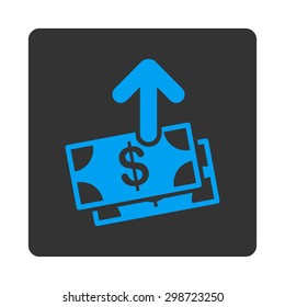 Pay icon from Commerce Buttons OverColor Set. Vector style is blue and gray colors, flat square rounded button, white background.