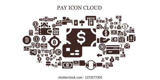 pay icon set. 93 filled pay icons.  Collection Of - Payment, Invoice, Bitcoin, Cash machine, Sign, Atm, Wallet, Transfer, Money, Money transfer, Cash register, Card, Coin, Dollar