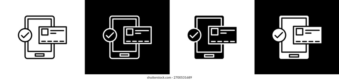 Conjunto de iconos de pago en línea y estilo de glifo sobre fondo blanco y negro
