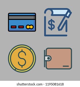 pay icon set. vector set about invoice, coin, credit card and wallet icons set.