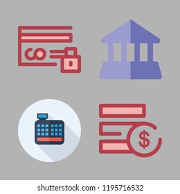 pay icon set. vector set about dollar, bank, credit card and cashier icons set.