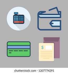 pay icon set. vector set about credit card, cashier, wallet and invoice icons set.