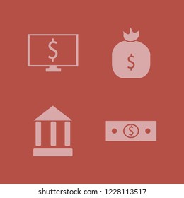 pay icon. pay vector icons set money cash, money bag, bank and dollar symbol computer