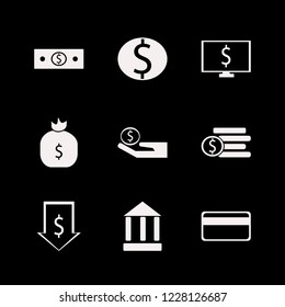 pay icon. pay vector icons set dollar coin, dollar coins, dollar rate falling and money hand