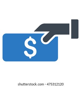 Pay icon. Vector style is bicolor flat iconic symbol with rounded angles, smooth blue colors, white background.