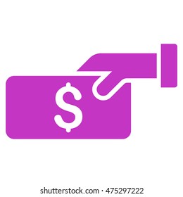 Pay icon. Vector style is flat iconic symbol with rounded angles, violet color, white background.