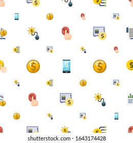 el patrón de iconos de pago es transparente. Incluido el precio de clic a través, banca digital, presupuesto de marketing, pago por clic, ingreso neto, iconos de depósito de alquiler. pagar iconos para web y móvil.