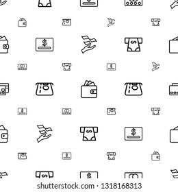 pay icons pattern seamless white background. Included editable outline money on hand, Wallet, credit card, dollar card, ATM money withdraw icons. pay icons for web and mobile.