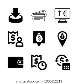 pay icons set with payment, entry data and credit card and ticket vector set
