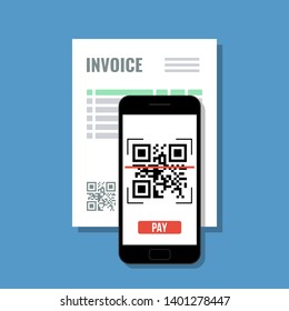 pay invoice by qr code with mobile phone, online payment with smartphone