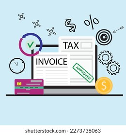 Pay to invoice and payment of tax online, internet banking. Vector online payment security and tax filing, online tax return system, e-filing and electronic tax illustration