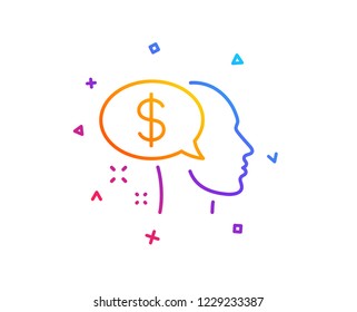 Pay line icon. Think about money sign. Beggar symbol. Gradient line button. Pay icon design. Colorful geometric shapes. Vector