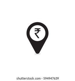 Pay at the location concept. Japanese Yen currency in location pin. Logo design idea for payment process
