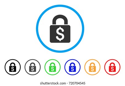 Pay Lock rounded icon. Style is a flat pay lock grey symbol inside light blue circle with black, gray, green, blue, red, orange variants. Vector designed for web and software interfaces.