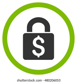 Pay Lock vector bicolor rounded icon. Image style is a flat icon symbol inside a circle, eco green and gray colors, white background.