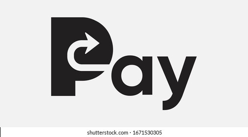 Bezahlen Sie Logo mit Pfeilsymbol. Auszahlungssymbol: Financial Payment logo.