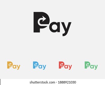 Pay logo with arrow icon. Payout icon Financial payment logo. Set of colorful flat design icons