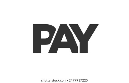 PAY logo design template with strong and modern bold text. Initial based vector logotype featuring simple and minimal typography. Trendy company identity ideal for businesses brand presence.