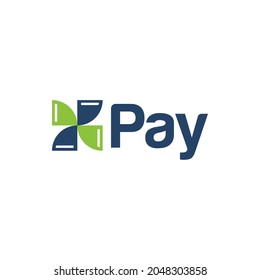 Pay Logo, X Logo, Digital Pay, Letter X, with Abstract Logo Type Vector Illustration