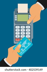 pay merchant hands credit card flat vector illustration 