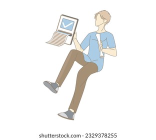Pay money with mobile phone banking online payments concept. Easy e bill payment transaction on  smart phone. Mobile with financial paper. e bill payment vector illustration