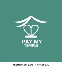 pay my temple logo template with green background best for charity logo