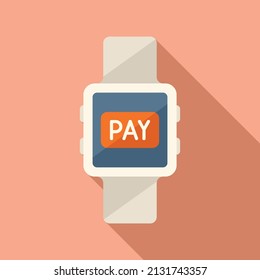 Pay nfc smartwatch icon flat vector. Online money. Digital service