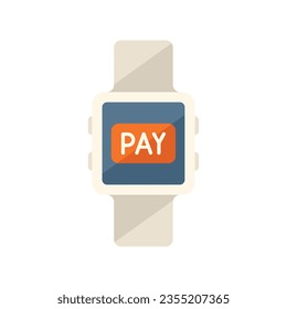 Paga el vector plano del icono de reloj inteligente del nfc. Dinero en línea. Servicio digital aislado