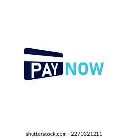 Pay Now Button. With a debit card icon. On blue, cyan, and white colors. Premium and luxury logotype design