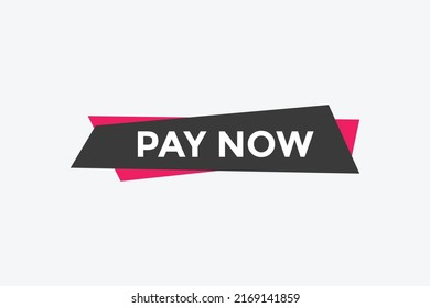 Pay Now Button. Pay Now Text Web Banner Template. Sign Icon Banner
