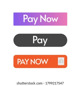 Pay Now Button Vector Design Ui Element Flat Style, Make Payment Online Web Link Black Orange Purple Colorful Icon 