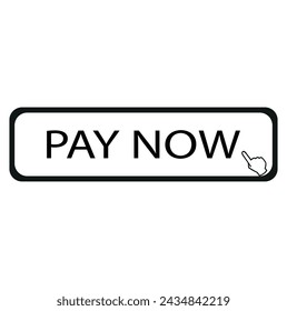 Pay now icon in flat style and hand cursor