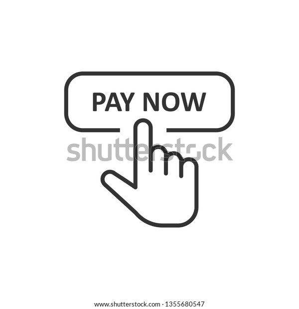 Pay Now Icon Flat Style Finger Stock Vector (Royalty Free) 1355680547